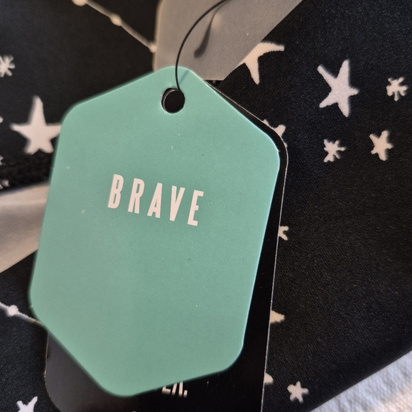 LuLaRoe Rise Brave line women's size 3X leggings black teal & white stars NWT - Picture 6 of 9